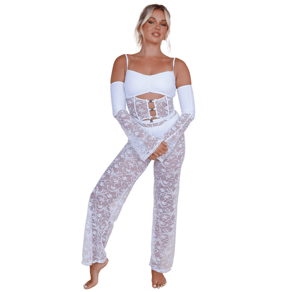 Exquisite Lace Crop and Sleeve Set