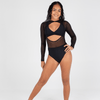 Sheer Life Leotard - Black/Black